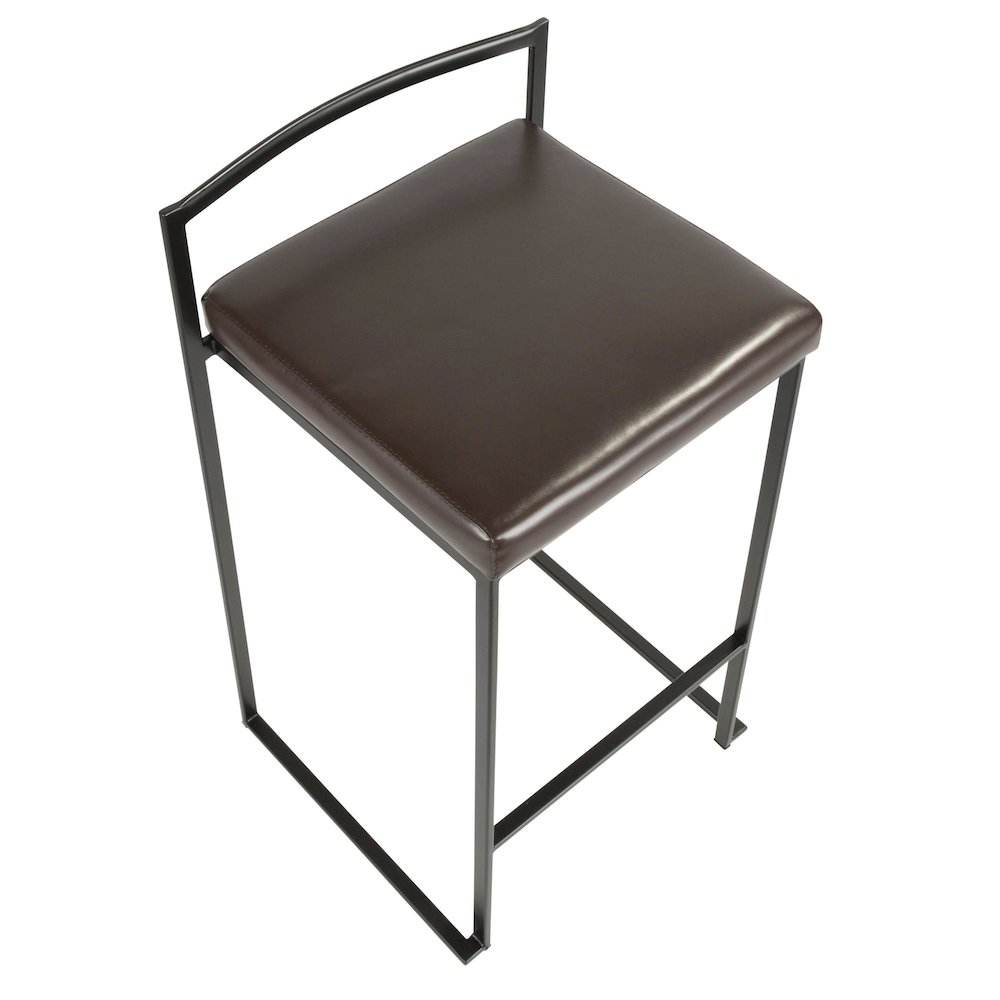 Fuji Stacker 26" Fixed-Height Counter Stool - Set of 3 in Black Metal