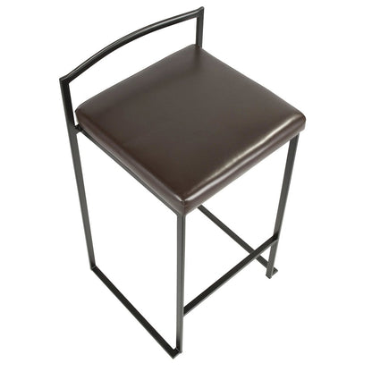Fuji Stacker 26" Fixed-Height Counter Stool - Set of 3 in Black Metal