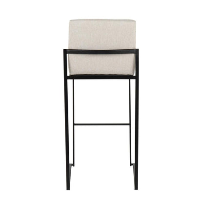 Black Steel, Beige Fabric Fuji High Back Barstool - Set of 2