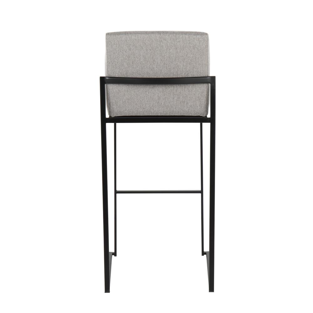 Black Steel, Grey Fabric Fuji High Back Barstool - Set of 2