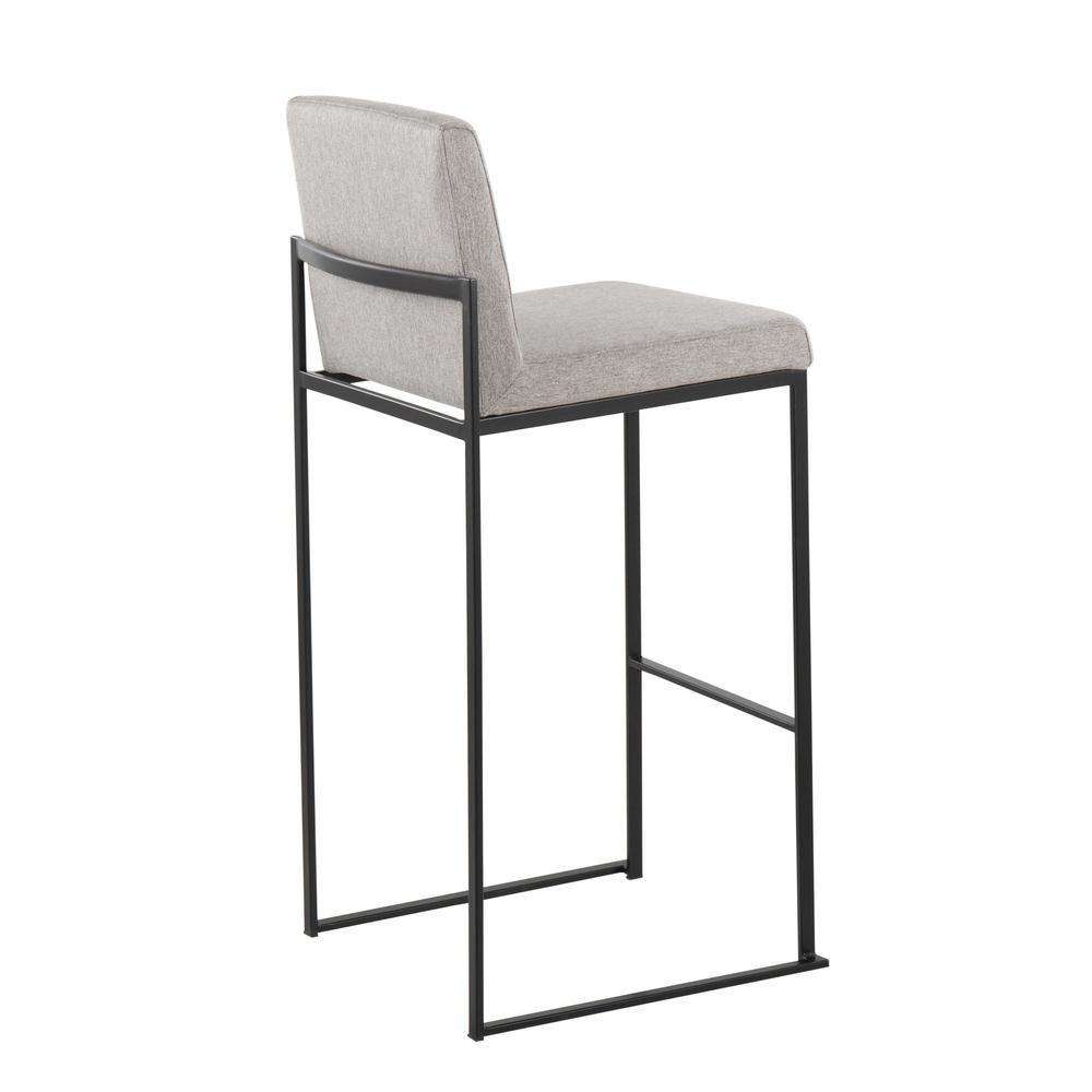 Black Steel, Grey Fabric Fuji High Back Barstool - Set of 2