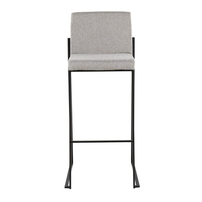 Black Steel, Grey Fabric Fuji High Back Barstool - Set of 2