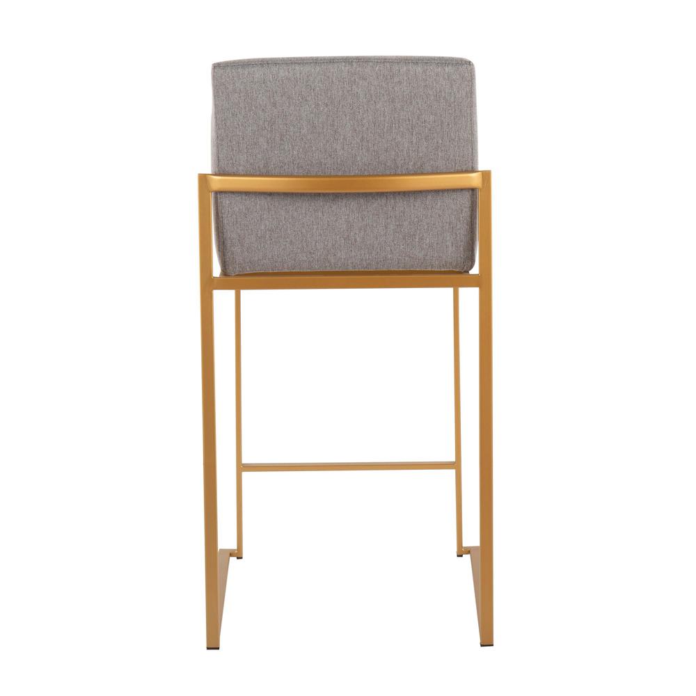 Gold Steel, Grey Fabric Fuji High Back Counter Stool - Set of 2
