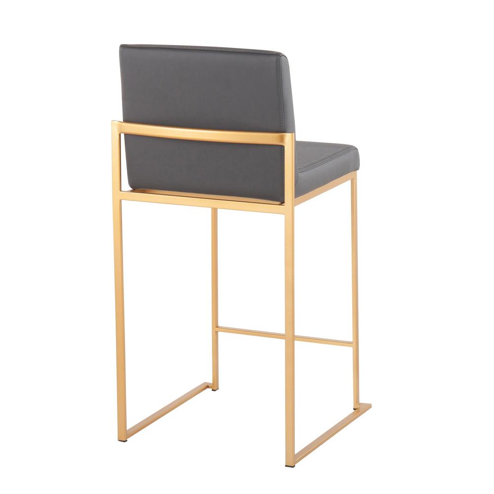 Gold Steel, Grey PU Fuji High Back Counter Stool - Set of 2