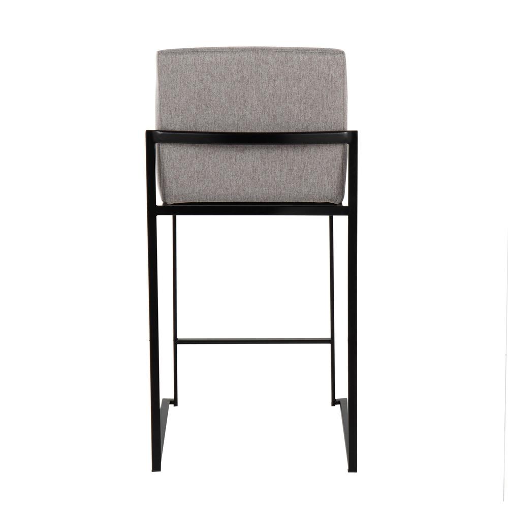 Black Steel, Grey Fabric Fuji High Back Counter Stool - Set of 2