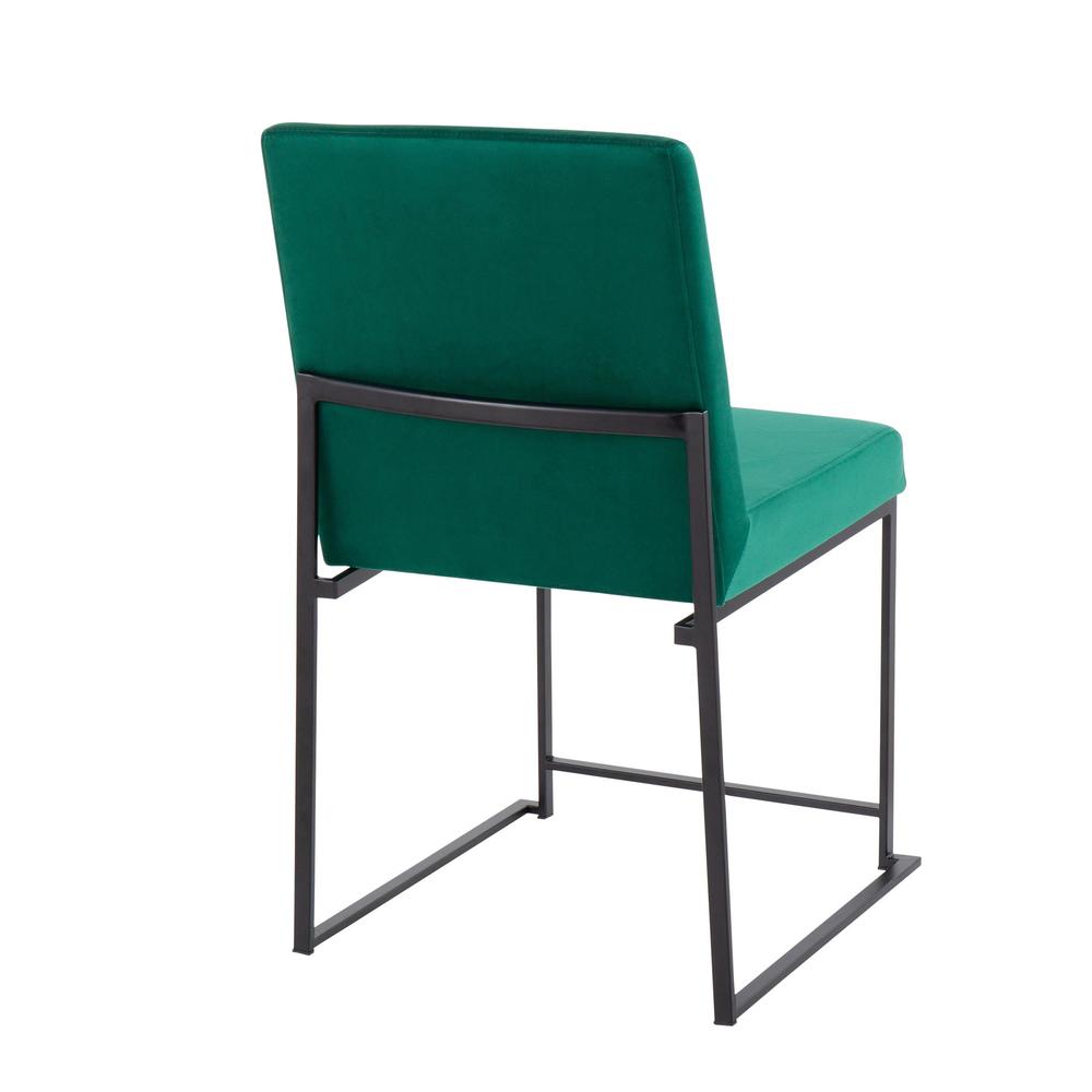Black Steel, Green Velvet High Back Fuji Dining Chair - Set of 2