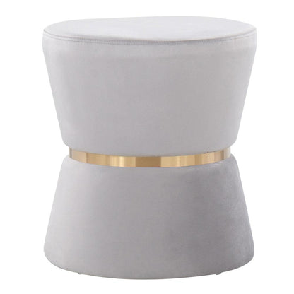 Silver Velvet, Gold Metal Gemma Ottoman