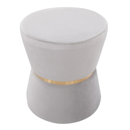 Silver Velvet, Gold Metal Gemma Ottoman