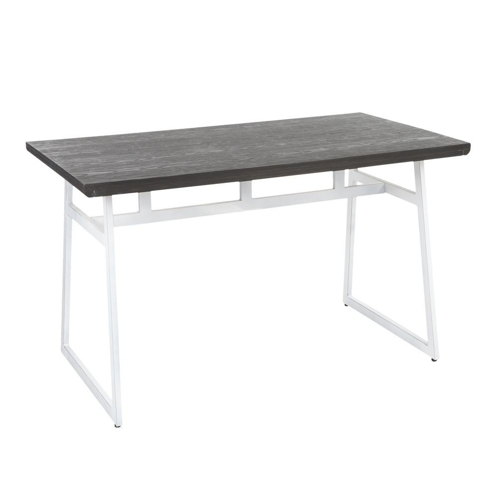 Vintage White Metal, Espresso Bamboo Geo Dining Table