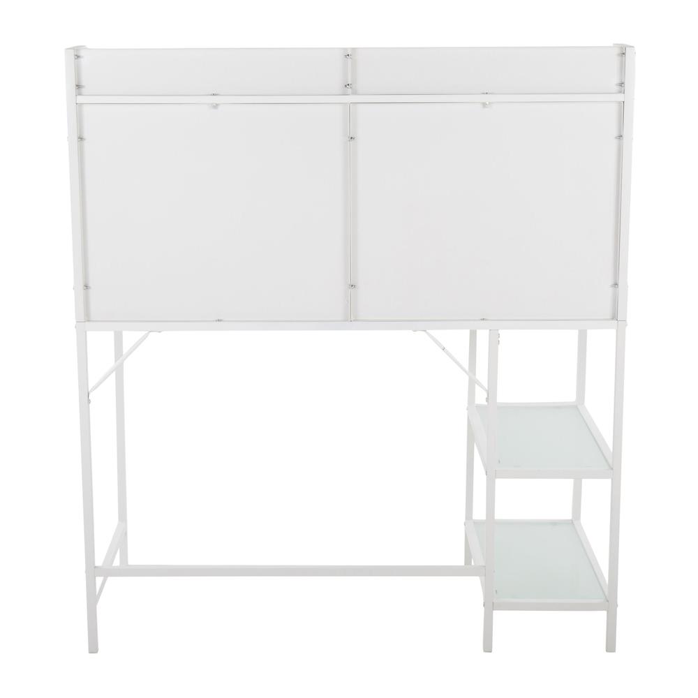 White Metal, Frosted Glass Geo Tier Desk