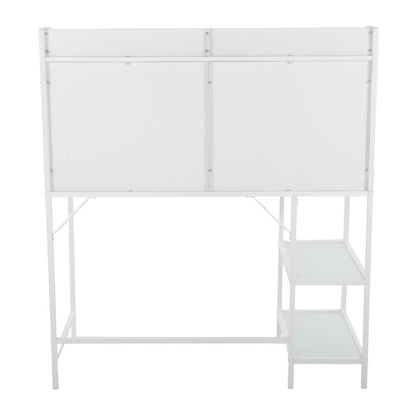 White Metal, Frosted Glass Geo Tier Desk