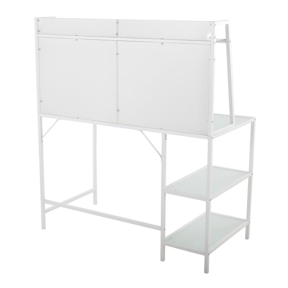 White Metal, Frosted Glass Geo Tier Desk