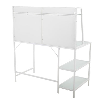 White Metal, Frosted Glass Geo Tier Desk