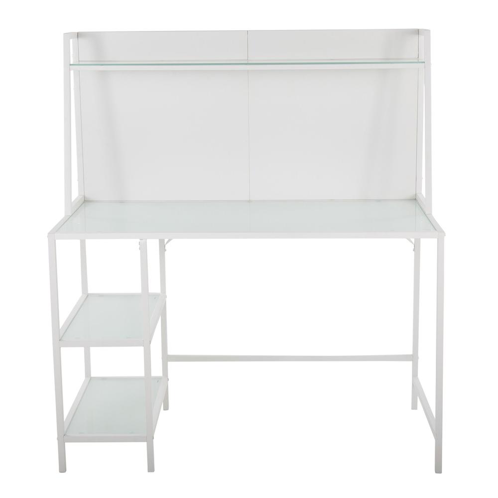 White Metal, Frosted Glass Geo Tier Desk