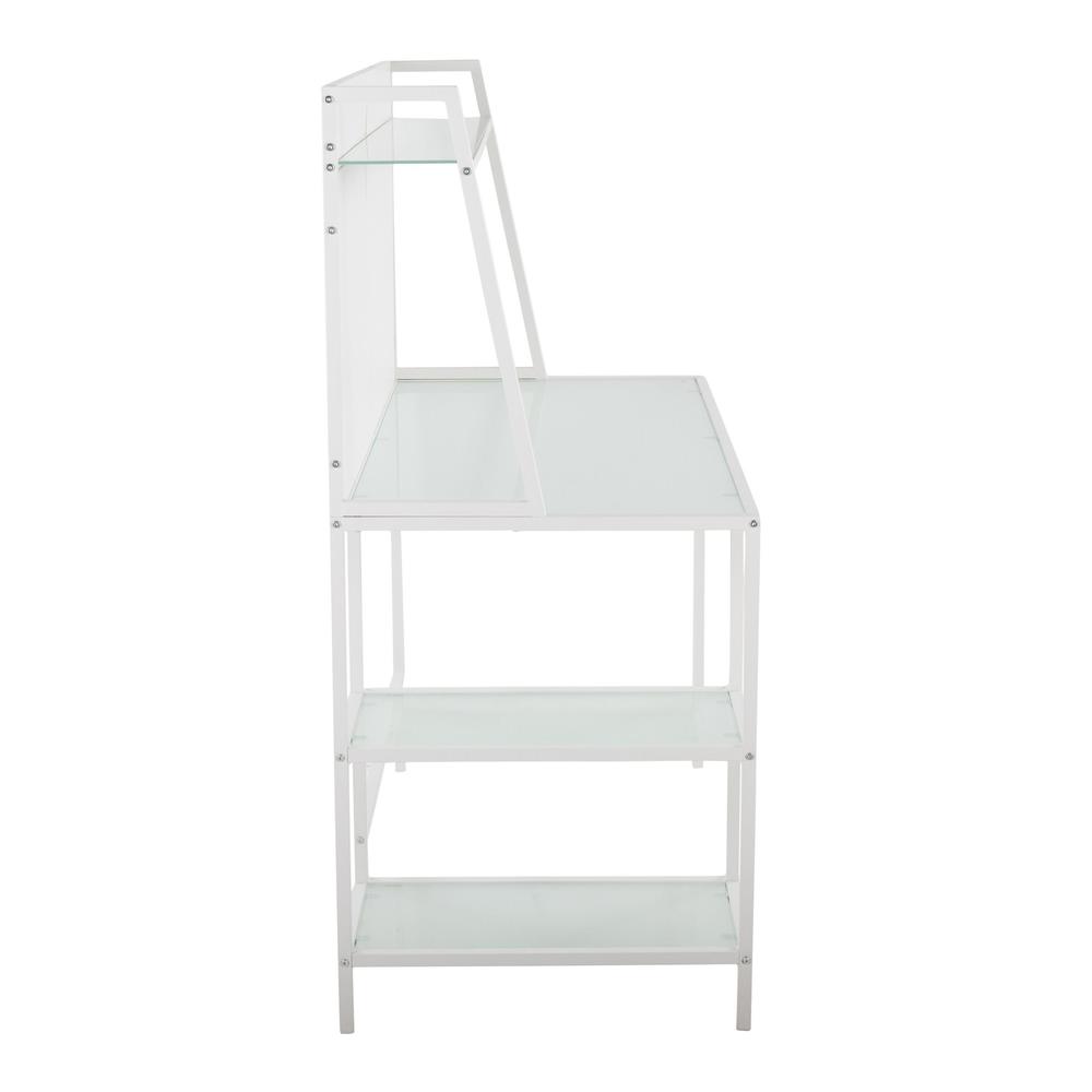 White Metal, Frosted Glass Geo Tier Desk