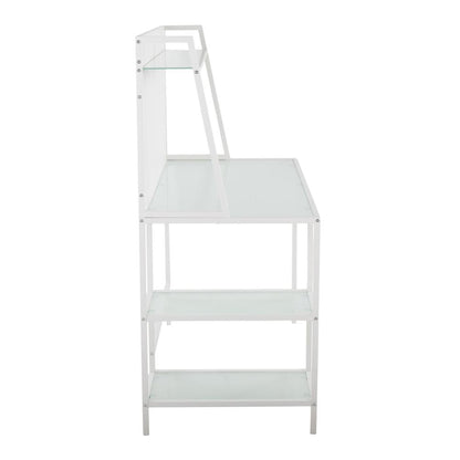 White Metal, Frosted Glass Geo Tier Desk