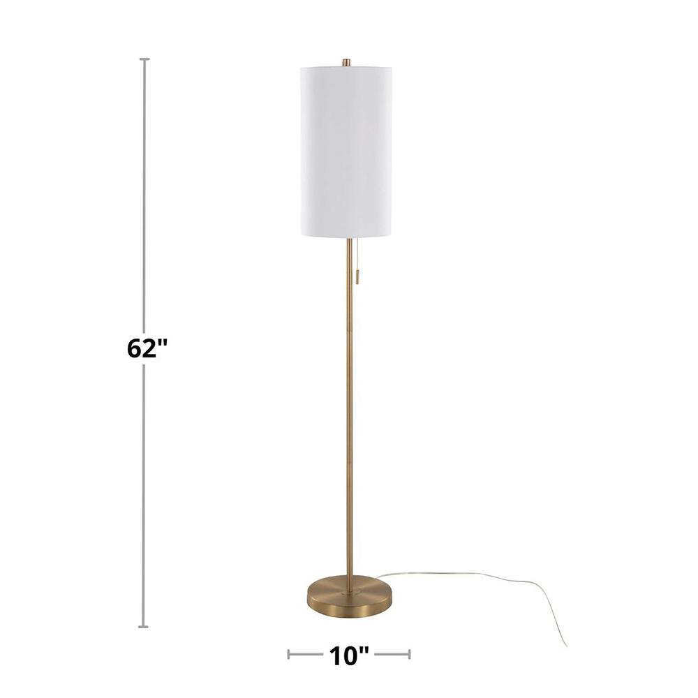 Gold Metal, White Linen Bounty 62" Metal Floor Lamp