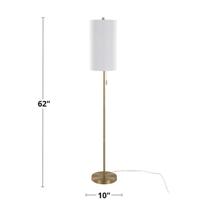 Gold Metal, White Linen Bounty 62" Metal Floor Lamp
