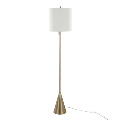 Gold Metal, White Linen Cone 64" Metal Floor Lamp