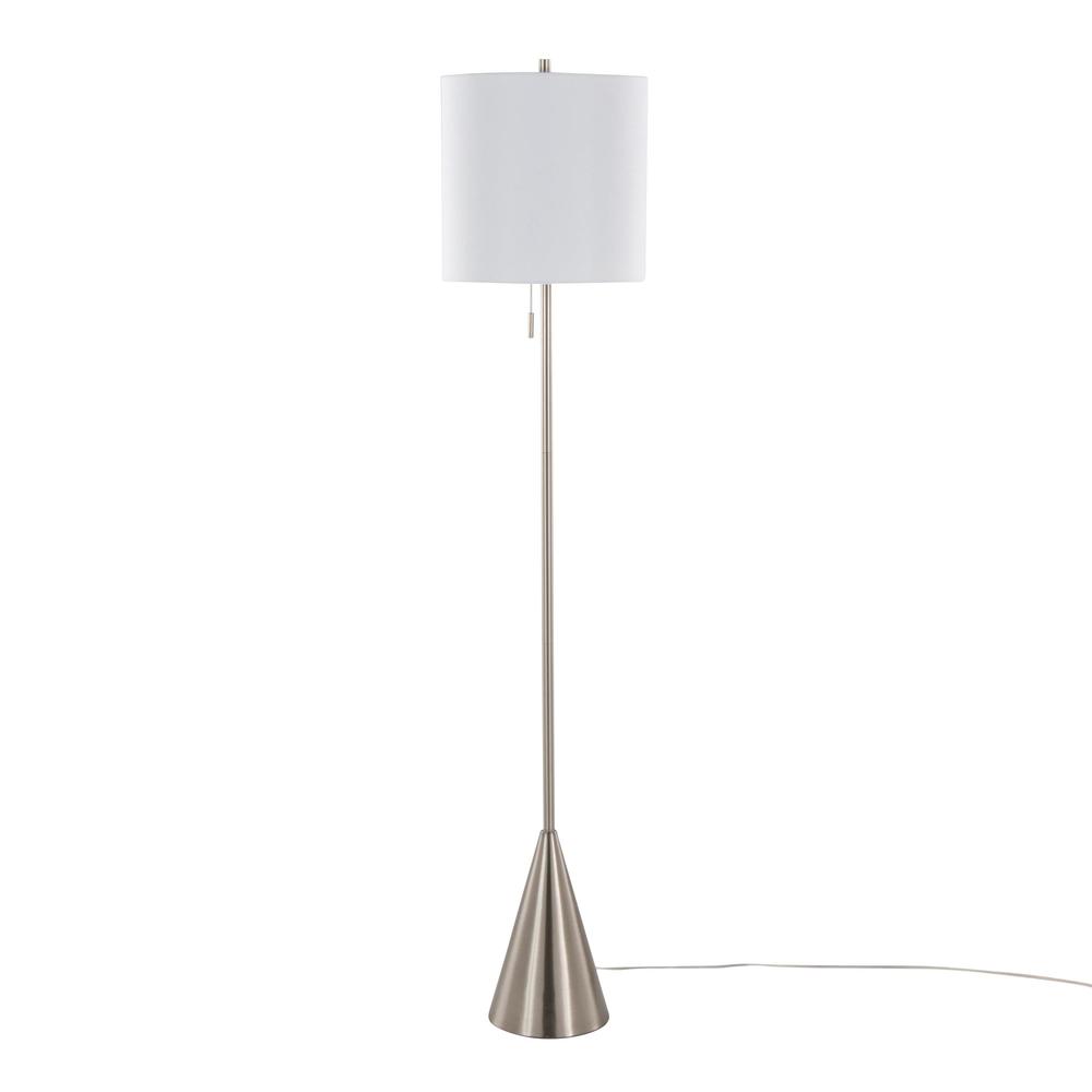 Brushed Nickel, White Linen Cone 64" Metal Floor Lamp