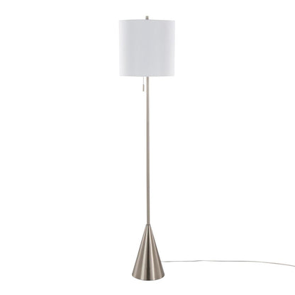Brushed Nickel, White Linen Cone 64" Metal Floor Lamp
