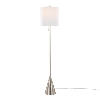 Brushed Nickel, White Linen Cone 64" Metal Floor Lamp