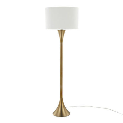 Gold Metal, White Linen Lenuxe 65" Metal Floor Lamp