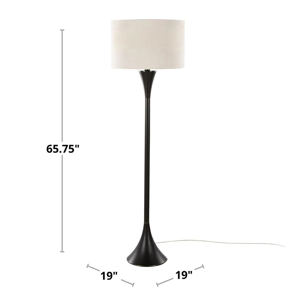 Gold Metal, White Linen Lenuxe 65" Metal Floor Lamp
