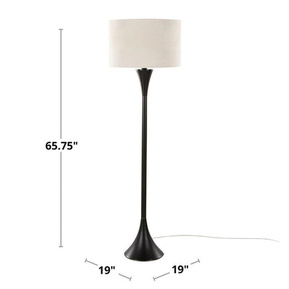 Gold Metal, White Linen Lenuxe 65" Metal Floor Lamp
