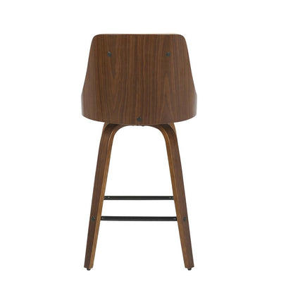 Walnut Wood, Cream PU, Black Metal Gianna Counter Stool - Set of 2