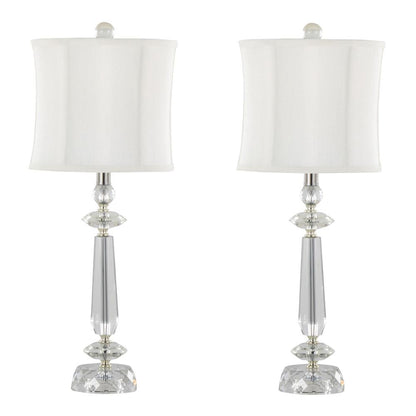 Clear Karat 25.5" Crystal Table Lamp - Set of 2