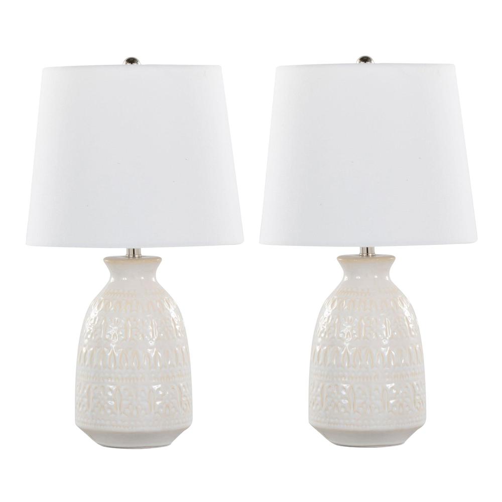White Claudia 20" Ceramic Accent Lamp - Set of 2