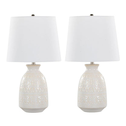 White Claudia 20" Ceramic Accent Lamp - Set of 2