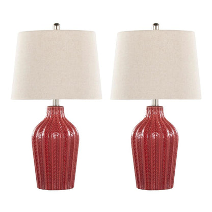 Red Rockwell 23" Ceramic Table Lamp - Set of 2