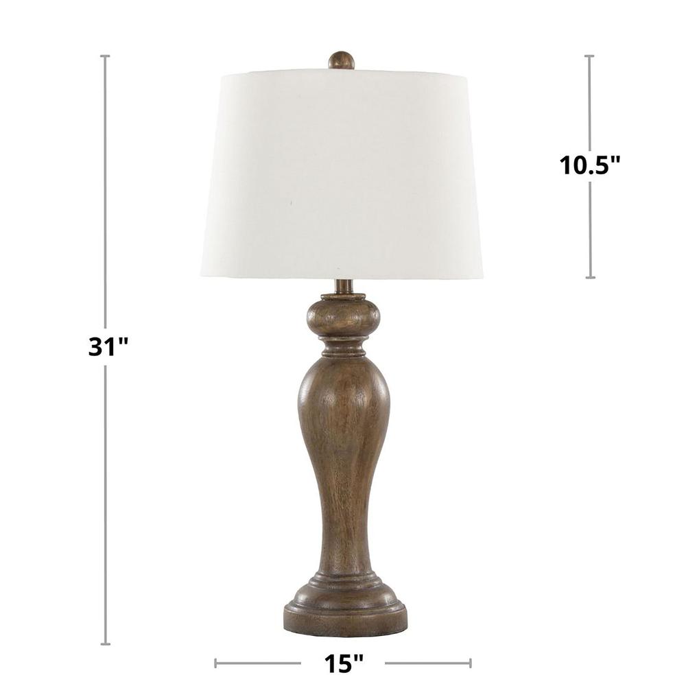 Opal Grey Polyresin, Off-White Linen Peppa 31" Polyresin Table Lamp - Set of 2