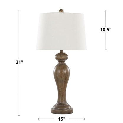 Opal Grey Polyresin, Off-White Linen Peppa 31" Polyresin Table Lamp - Set of 2