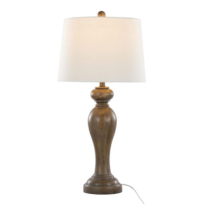 Opal Grey Polyresin, Off-White Linen Peppa 31" Polyresin Table Lamp - Set of 2