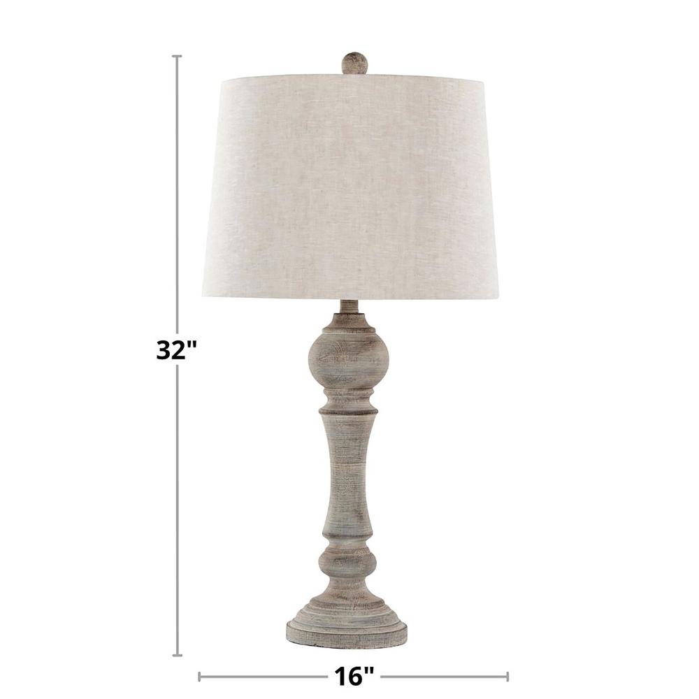 Reclaimed Grey Polyresin, Oat Linen Winston 32" Poly Table Lamp - Set of 2