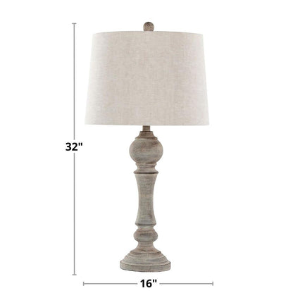 Reclaimed Grey Polyresin, Oat Linen Winston 32" Poly Table Lamp - Set of 2