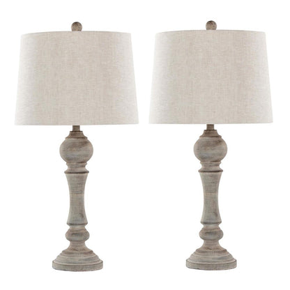 Reclaimed Grey Polyresin, Oat Linen Winston 32" Poly Table Lamp - Set of 2