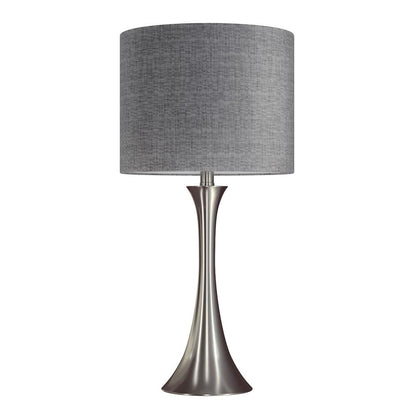 Brushed Nickel, Grey Linen Lenuxe 24" Metal Table Lamp - Set of 2