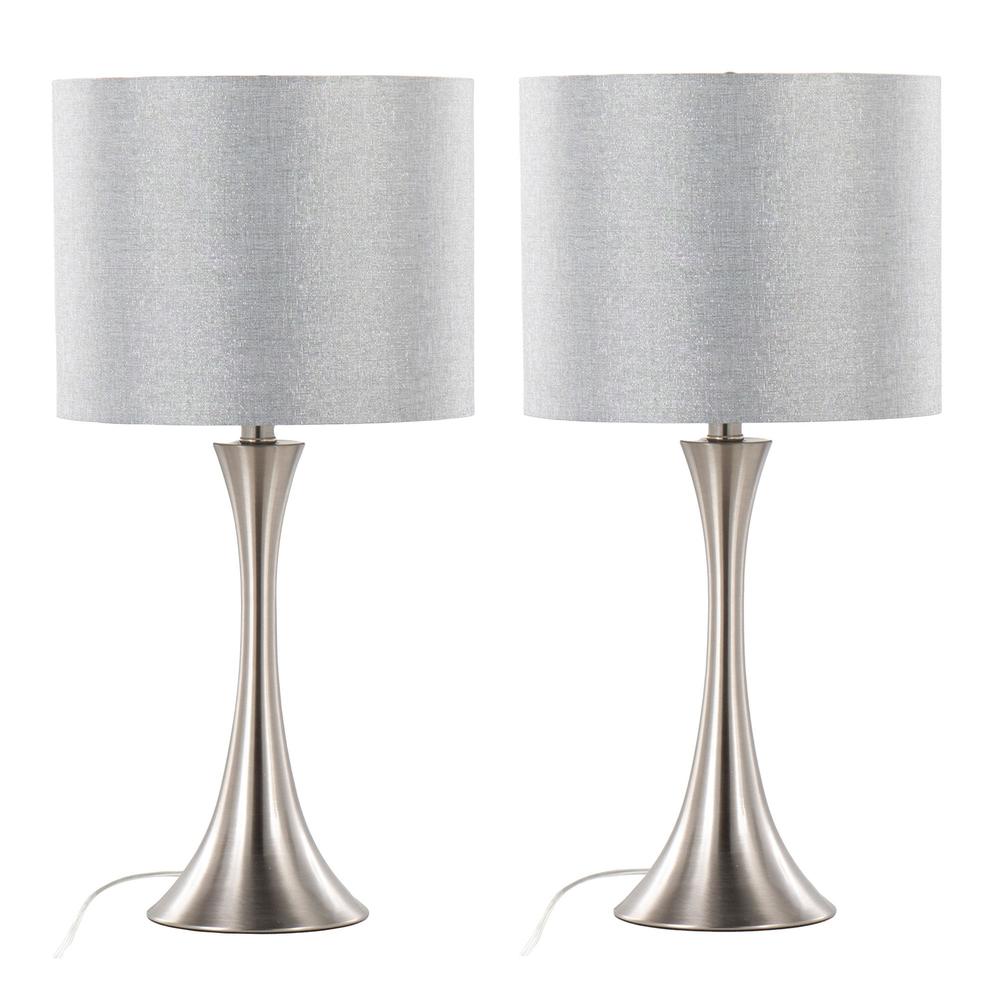 Silver Lenuxe 24" Metal Table Lamp - Set of 2