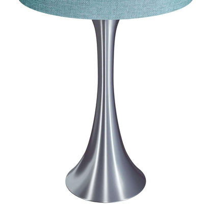 Brushed Nickel, Turquoise Linen Lenuxe 24" Metal Table Lamp - Set of 2