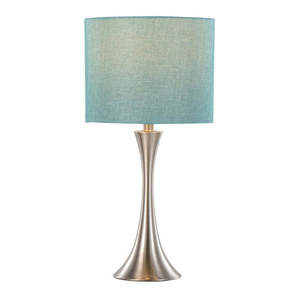 Brushed Nickel, Turquoise Linen Lenuxe 24" Metal Table Lamp - Set of 2