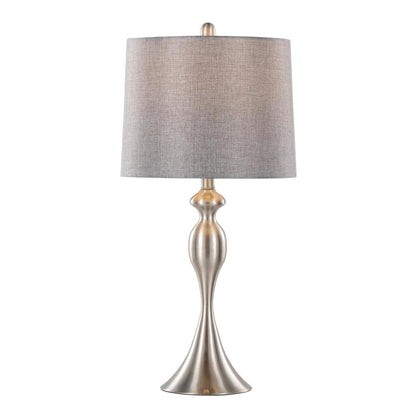 Brushed Nickel, Grey Linen Ashland 27" Metal Table Lamp - Set of 2