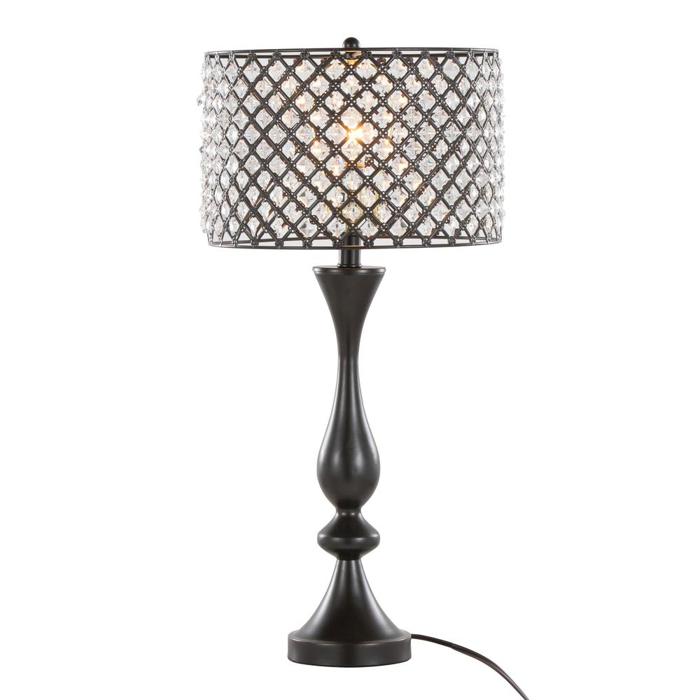Oil Rubbed Bronze, Clear Crystal Topaz 27" Metal Table Lamp