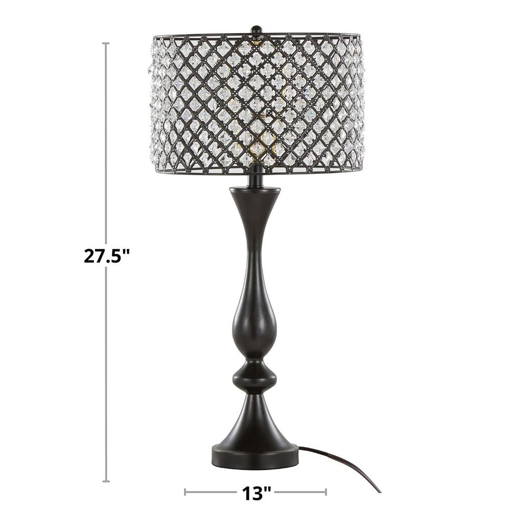 Oil Rubbed Bronze, Clear Crystal Topaz 27" Metal Table Lamp