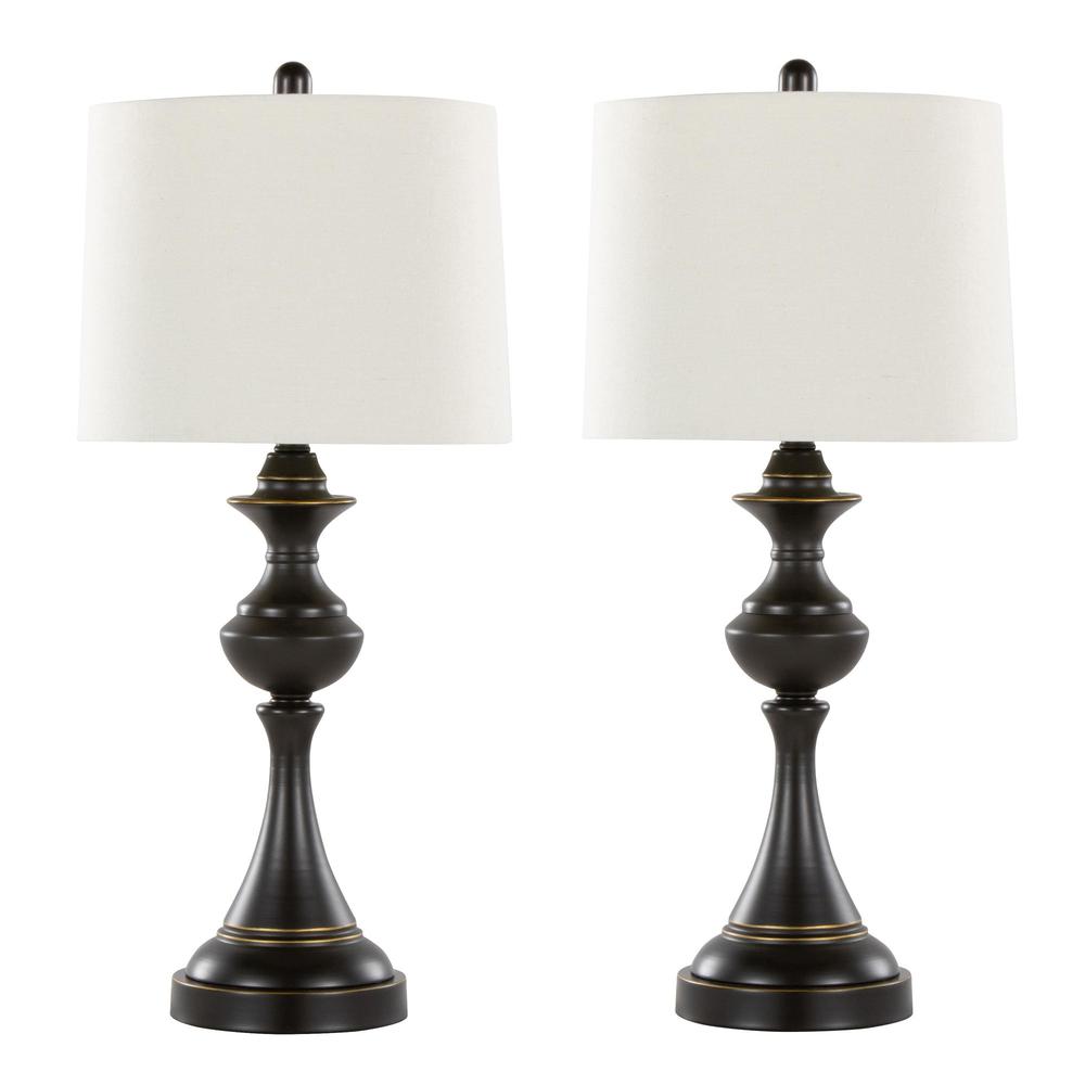 Brown Montgomery 29" Metal Table Lamp with USB - Set of 2