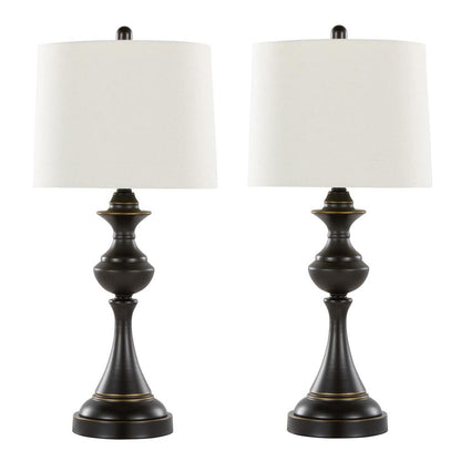 Brown Montgomery 29" Metal Table Lamp with USB - Set of 2