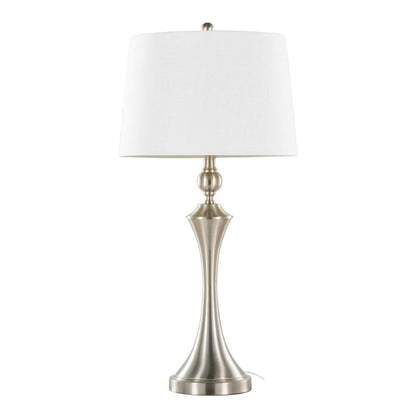 Silver Flint 30" Metal Table Lamp with USB - Set of 2